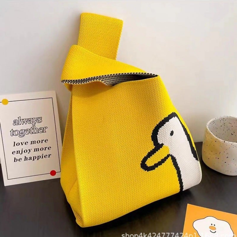 Internet Celebrous New Year Knitted Bag Cute Animal Yellow Duck Shoulder Bag Hand Bag Japanese And Korean Versatile Outdoor Knitted Bag - Image 2