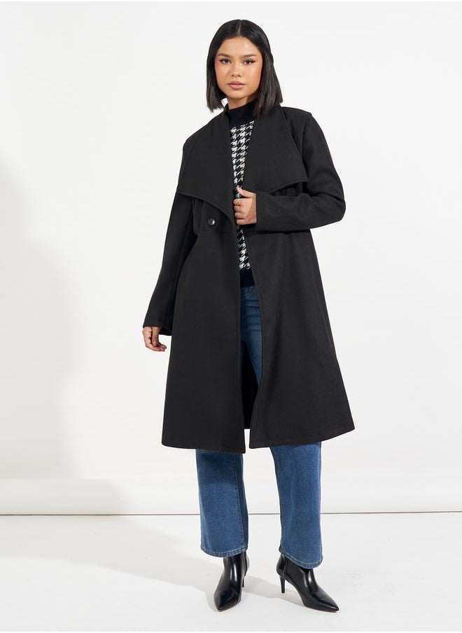Styli - Regular Fit Longline Buttoned Wool Like Coat - Image 1