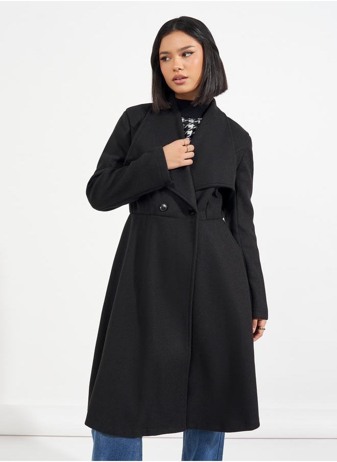 Styli - Regular Fit Longline Buttoned Wool Like Coat - Image 1