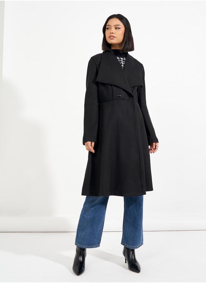 Styli - Regular Fit Longline Buttoned Wool Like Coat - Image 1