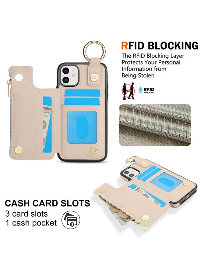 Zaboon Case For iPhone 11 RFlD Anti-theft Double Buckle Ring Zipper Card Phone Case - Image 3