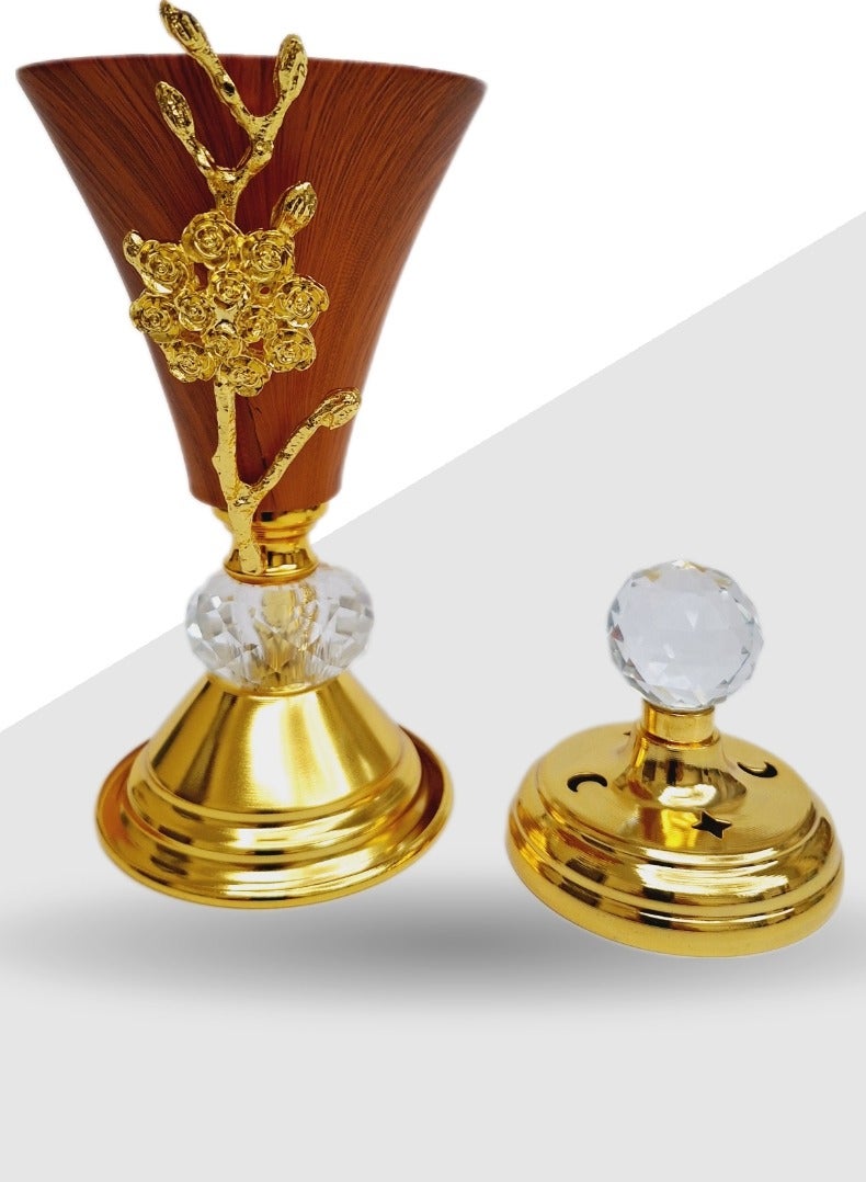 Al Zaabiah Brown & Gold Incense Burner - Image 3