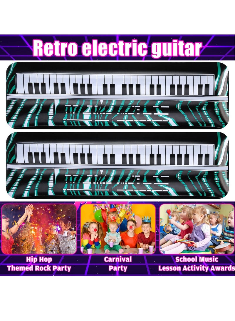 Excefore Inflatable Keyboard, Piano Rock Star Toys, Party Props, Electric Blow up Keyboard, Piano Rock and Roll Party Decorations for Kids, 80s 90s Themed Party Carnival Birthday Supplies(2PCS) - Image 2