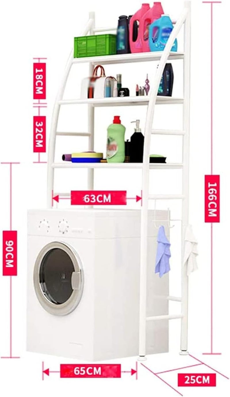 cosyinn Bathroom Space Saver, Bathroom Shelf, Toilet/Washing Machine Organizer Stand, 3-Tier Towel Storage Rack Holder Over The Bathroom Shelf Organizer - White (Size: 65x166cm) - Image 2