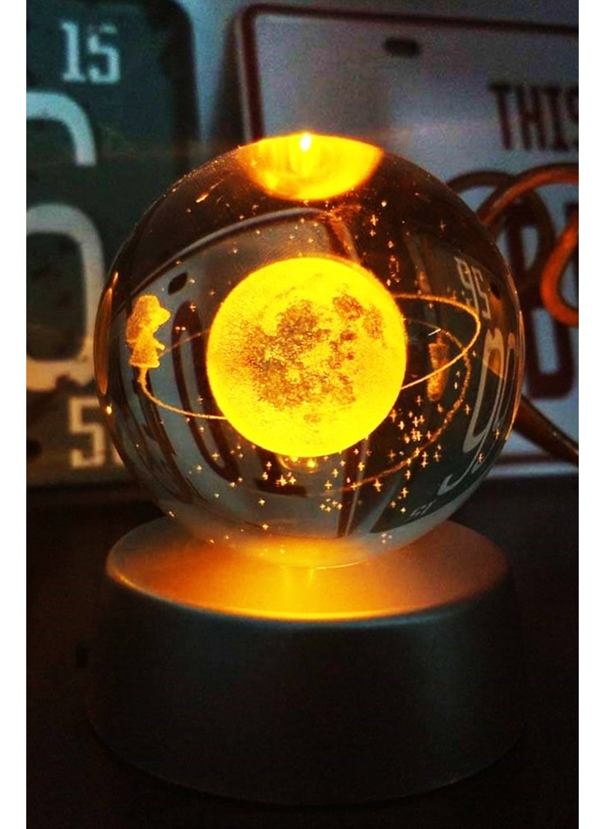 IMAN OF NOBLE Set of 2 Planet Glass Globe Illuminated 3D LED Light and Saturn Girl Illuminated 3D Colorful LED Illuminated Globe  - Image 3