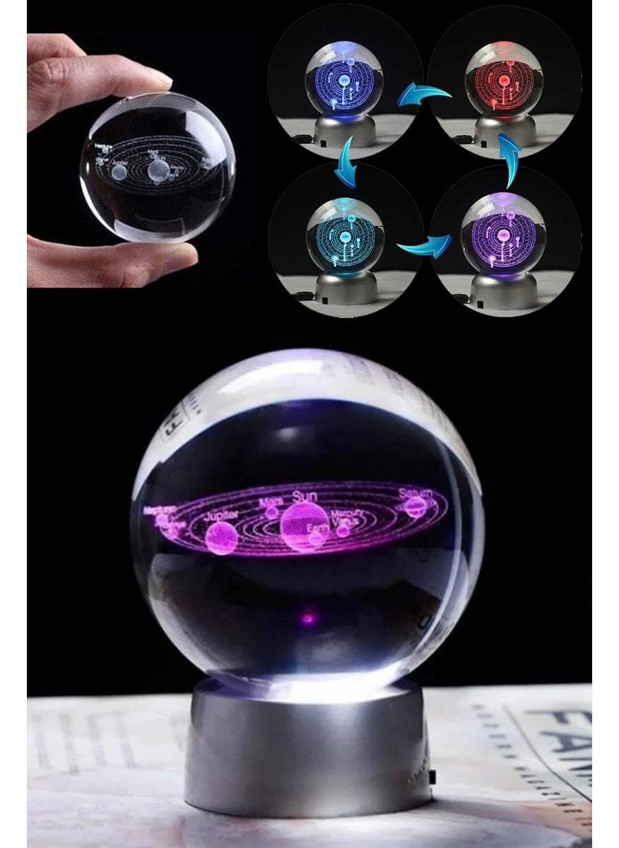 IMAN OF NOBLE Set of 2 Planet Glass Globe Illuminated 3D LED Light and Saturn Girl Illuminated 3D Colorful LED Illuminated Globe  - Image 5