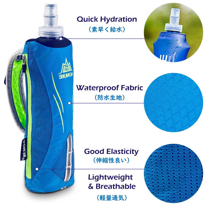 TRIWONDER Handheld Water Bottle for Running, Quick Grip Chill 17 oz Handheld Soft Water Bottle with Hand Strap Hydration Pack, BPA Sport Soft Flask (Black) - Image 4