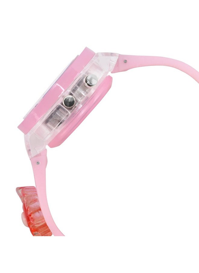 شوكنشوب ساعة Shocknshop المصنوعة من النايلون المضيئة LED للأطفال الصغار برسومات كرتونية لطيفة متعددة الألوان تناظرية للبنات (مينا وحزام بلون وردي سمكي) -W327  - Image 3