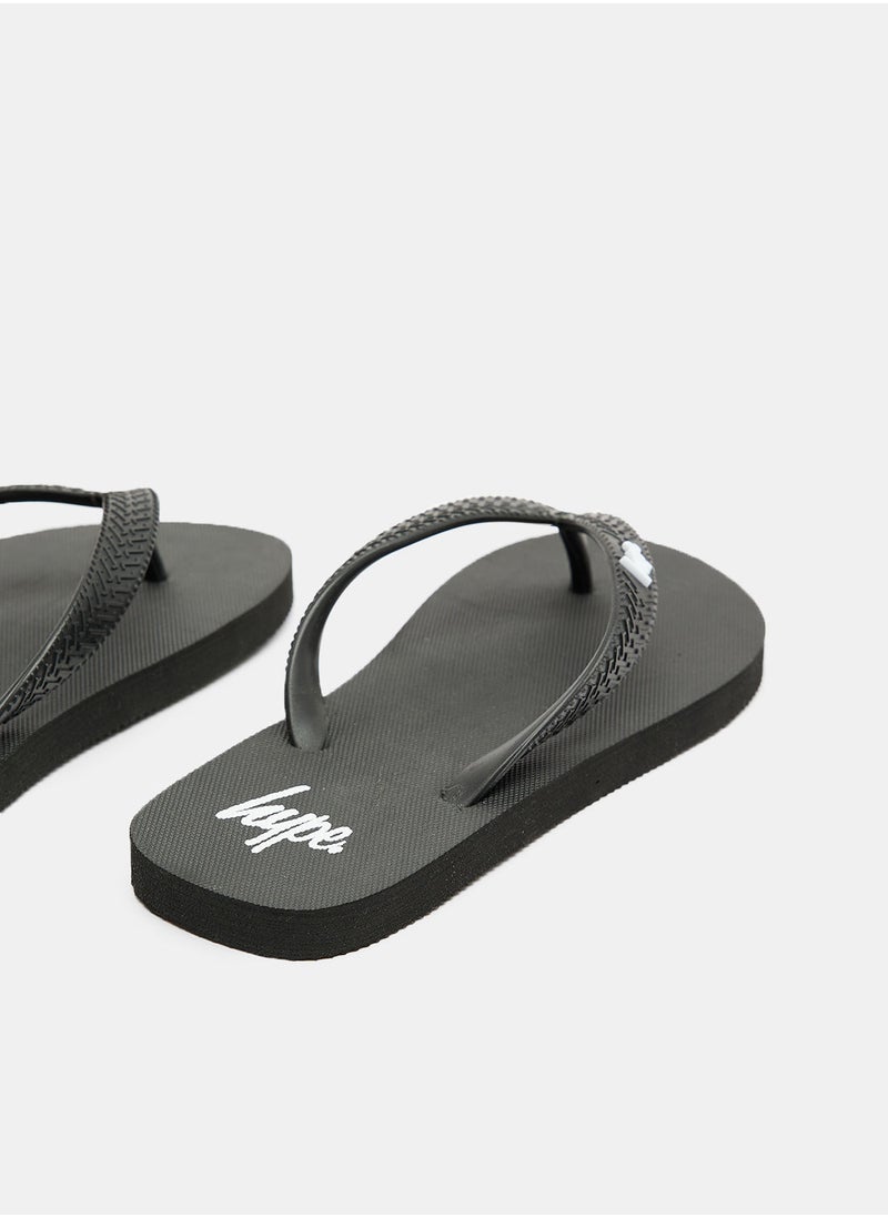 JUST HYPE - Kids Unisex Script Slip Flops - Image 1