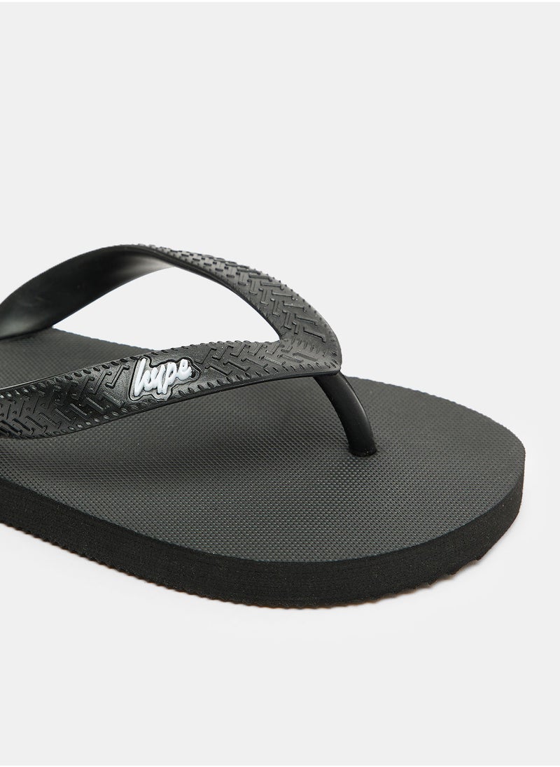 JUST HYPE - Kids Unisex Script Slip Flops - Image 1