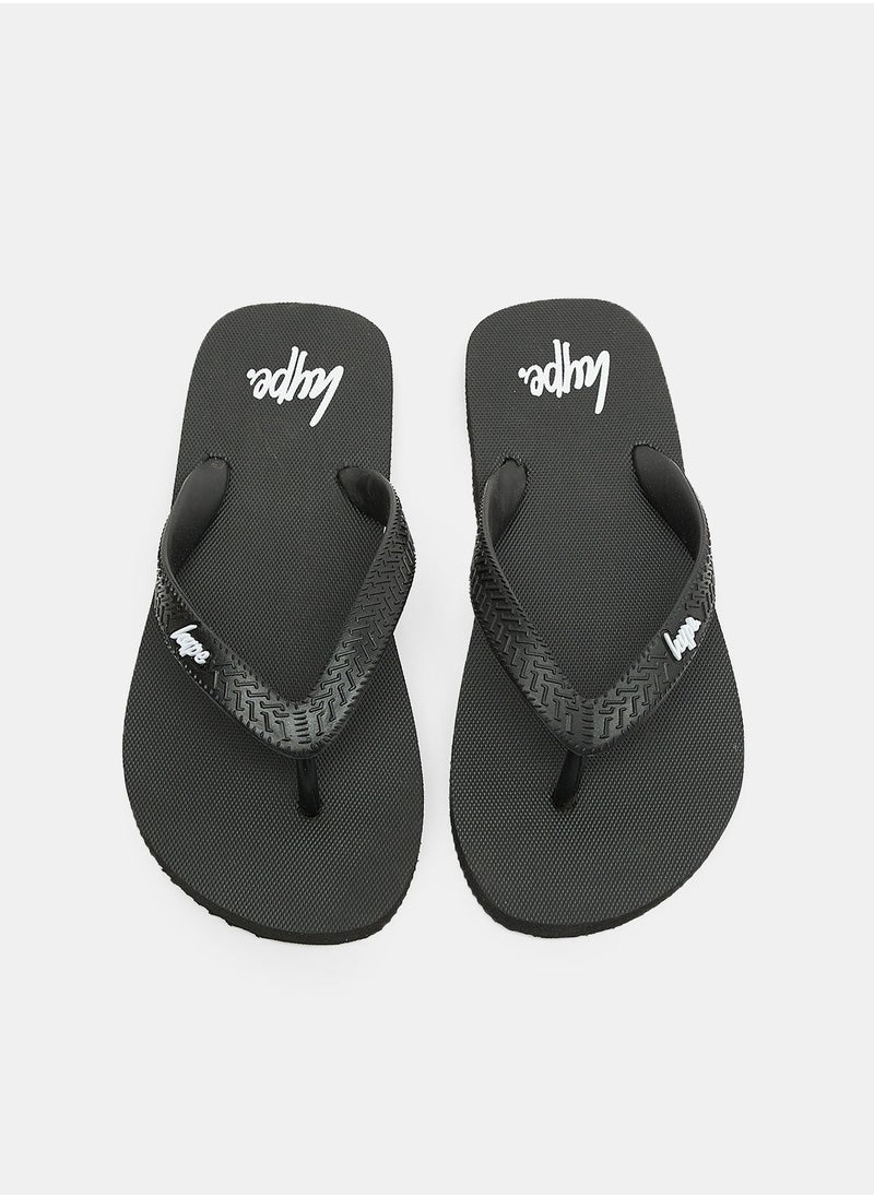 JUST HYPE - Kids Unisex Script Slip Flops - Image 1