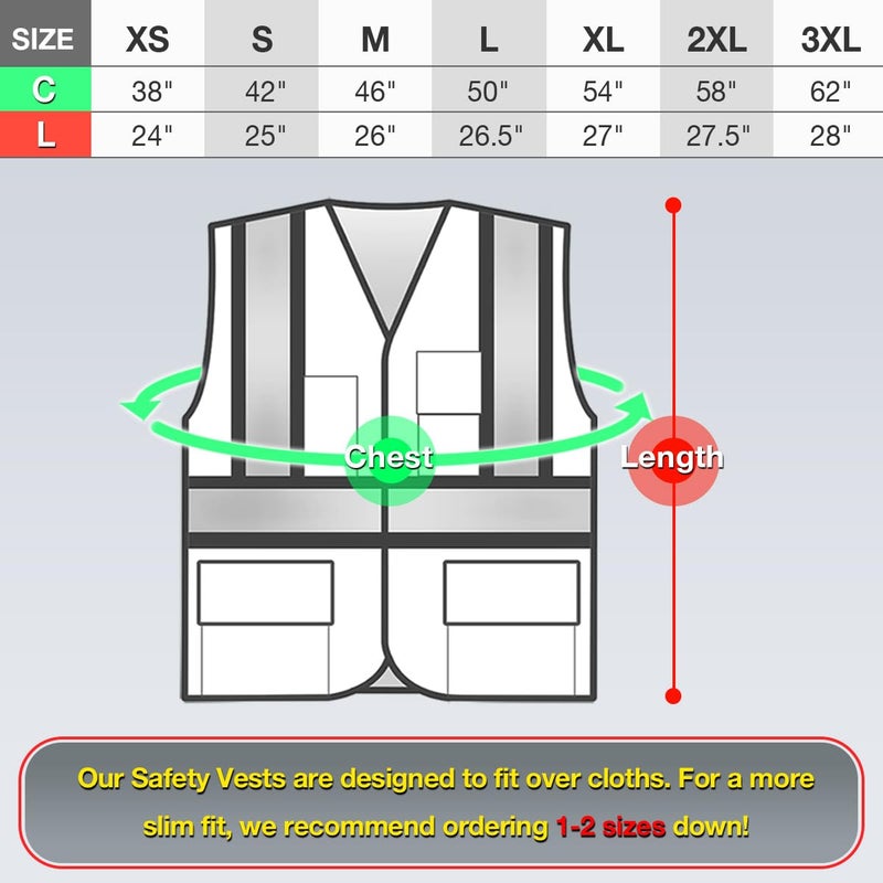 Kaygo High Visibility Safety Vests Kg0100, Reflective Vest With Pockets And Zipper (Light Blue,Medium) - Image 5