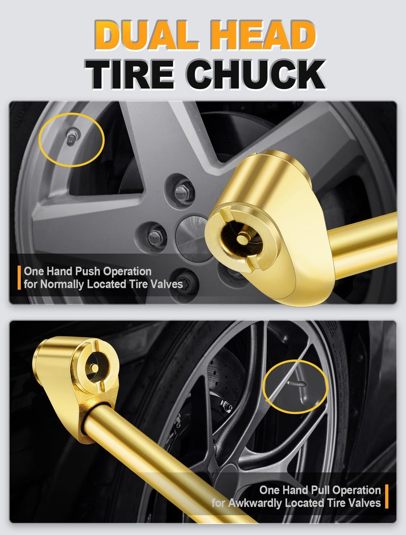 EVOULTES 2-Way Connection Air Chuck Set, Heavy Duty Dual Head Air Chuck with Closed Ball Tire Chuck & 1/4 Inches NPT Male Quick Plug, Tire Air Fill Kit for Tire Inflator Gauge and Air Compressor - Image 4