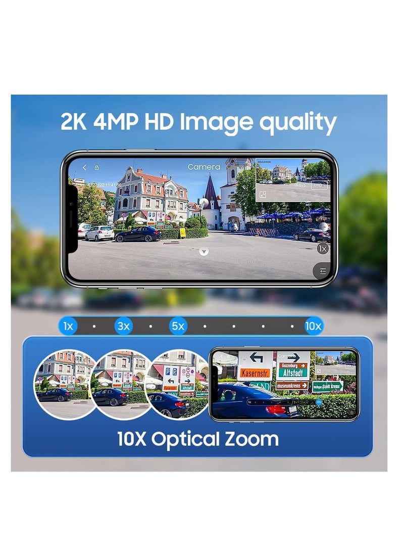 SOLARAE Security Camera Outdoor 4MP 10X Optical Zoom Dual-Lens Wifi Wireless Camera 360¬∞ Pan/Tilt/Zoom Security Camera System with Motion Tracking Two-Way Talk Siren Alarm Color Night Vision - Image 4