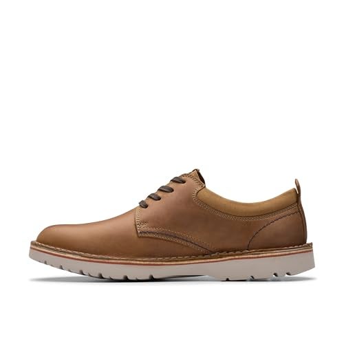clarks مجموعة كلاركس أحذية أوكسفورد منخفضة للرجال إيستريدج، جلد بني فاتح، 7 عريض أمريكي - Image 3