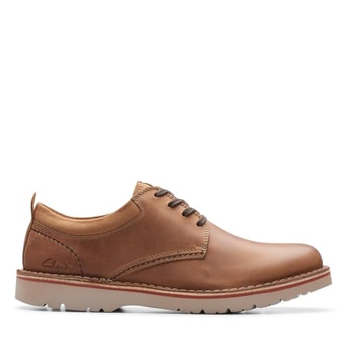 clarks مجموعة كلاركس أحذية أوكسفورد منخفضة للرجال إيستريدج، جلد بني فاتح، 7 عريض أمريكي - Image 2