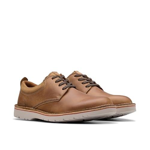 clarks مجموعة كلاركس أحذية أوكسفورد منخفضة للرجال إيستريدج، جلد بني فاتح، 7 عريض أمريكي - Image 5