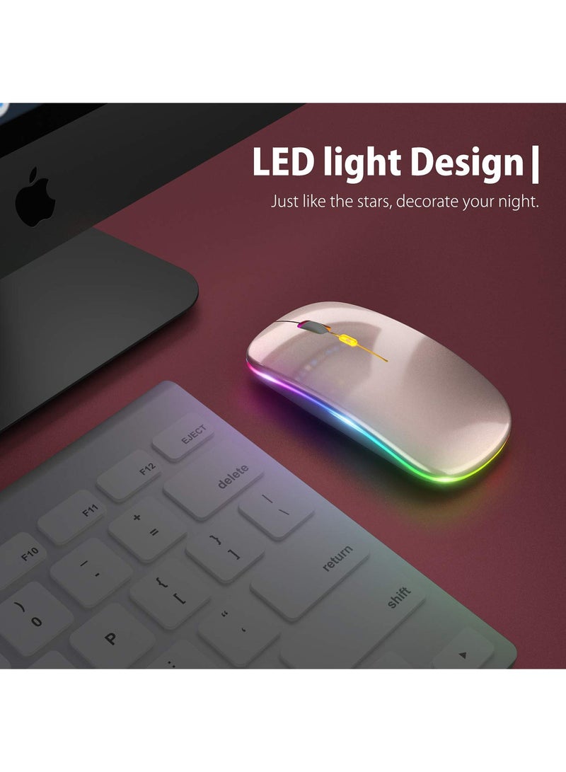 LED Ultra-Thin Wireless Mouse Rechargeable Slim Silent Mouse 2.4G Portable Mobile Optical Office Mouse with USB & Type-c Receiver for Notebook, PC, Laptop, Computer, Desktop  - Image 4