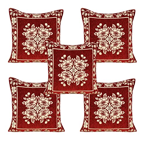 Dazzling DECOR 3+2 Seater Sofa Cover Set with Cushion Covers, Arm Covers & Table Cover | 5 Seater Stretchable Elastic Slipcover | Anti-Slip Washable Couch Cover for Living Room (Maroon) - Image 3