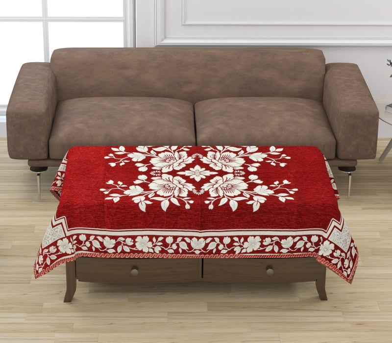 Dazzling DECOR 3+2 Seater Sofa Cover Set with Cushion Covers, Arm Covers & Table Cover | 5 Seater Stretchable Elastic Slipcover | Anti-Slip Washable Couch Cover for Living Room (Maroon) - Image 4