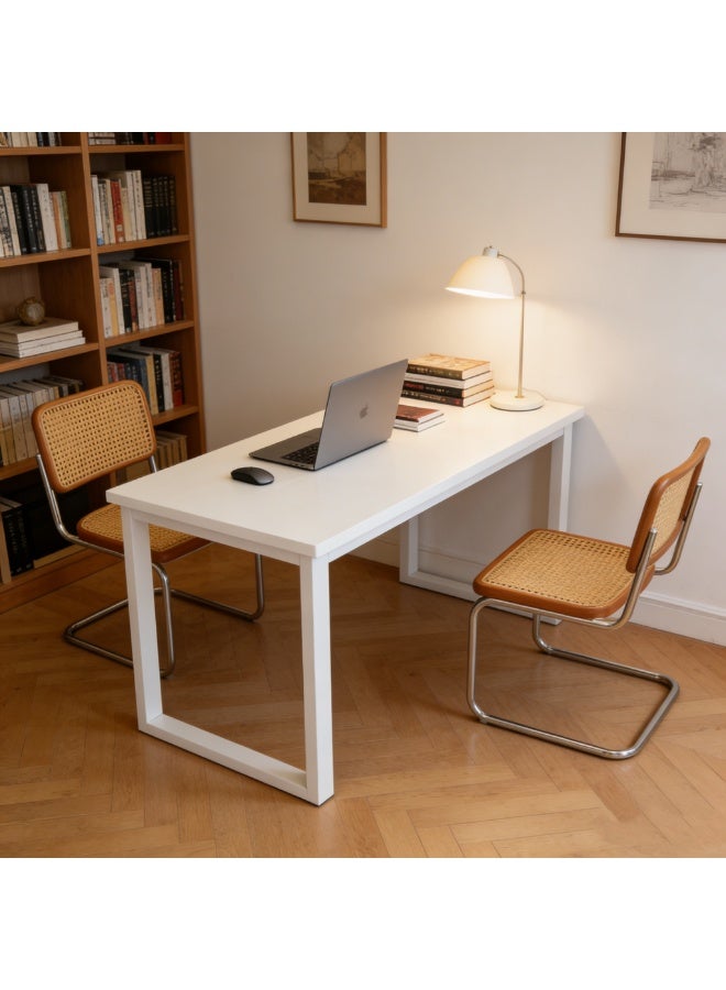 CityRiya-Long White Minimalist Dining Table, Multifunctional Table for Kitchen Dining Room Living Room, Modern Nordic Style Computer Desk Study Table Tea Table with Sturdy Metal Legs, Space-Saving Home Office Table（YN096） - Image 4