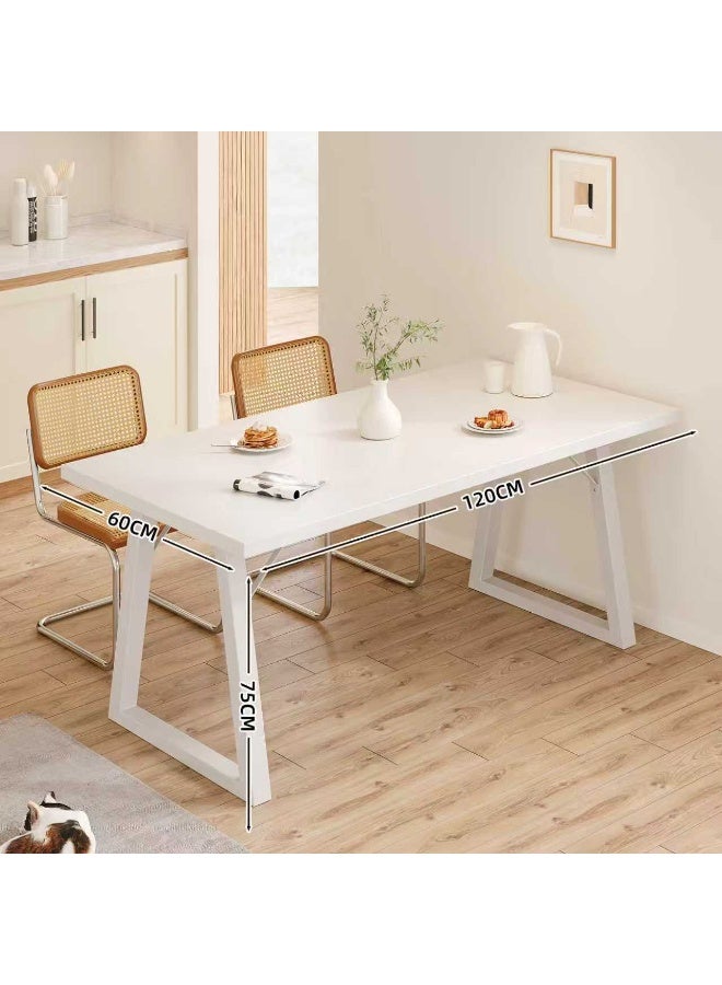 CityRiya-Long White Minimalist Dining Table, Multifunctional Table for Kitchen Dining Room Living Room, Modern Nordic Style Computer Desk Study Table Tea Table with Sturdy Metal Legs, Space-Saving Home Office Table（YN096） - Image 2