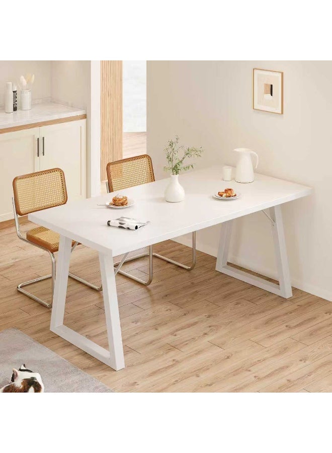 CityRiya-Long White Minimalist Dining Table, Multifunctional Table for Kitchen Dining Room Living Room, Modern Nordic Style Computer Desk Study Table Tea Table with Sturdy Metal Legs, Space-Saving Home Office Table（YN096） - Image 1