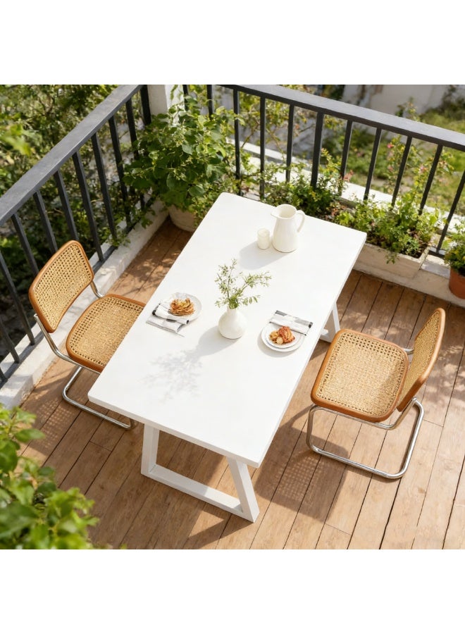 CityRiya-Long White Minimalist Dining Table, Multifunctional Table for Kitchen Dining Room Living Room, Modern Nordic Style Computer Desk Study Table Tea Table with Sturdy Metal Legs, Space-Saving Home Office Table（YN096） - Image 3