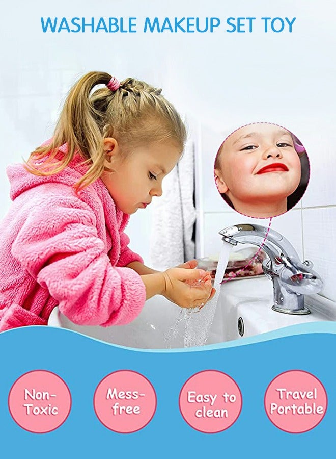 GROIC Makeup Kit Toys Beauty Vanity Play Set Pretend Play Princess Make Up Set with Nail Polish Brush Cosmetic Bag Little Girl Stuff Birthday Festival for Kids Toddlers  - Image 4