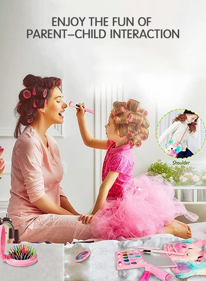 GROIC Makeup Kit Toys Beauty Vanity Play Set Pretend Play Princess Make Up Set with Nail Polish Brush Cosmetic Bag Little Girl Stuff Birthday Festival for Kids Toddlers  - Image 2