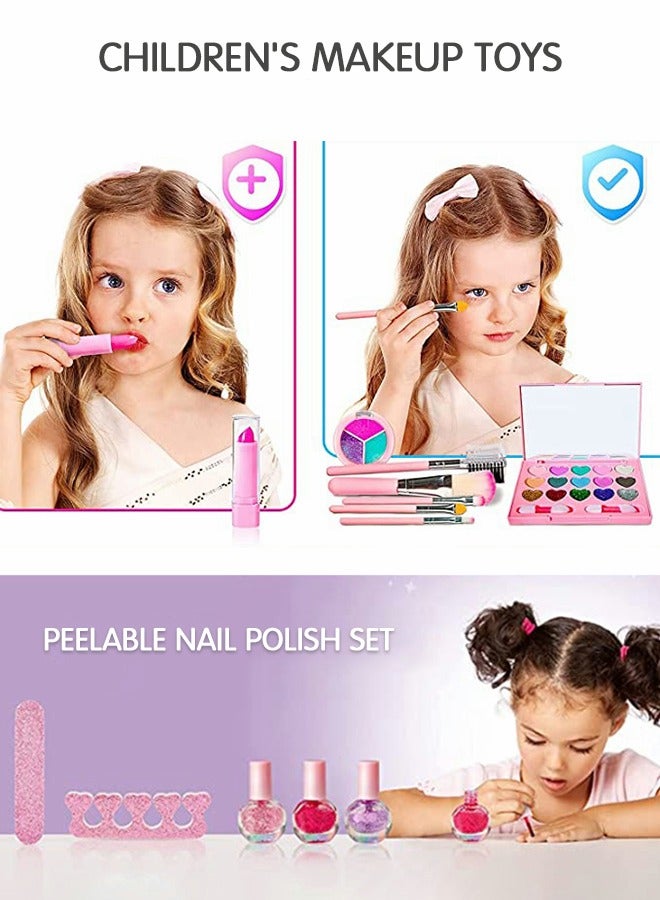 GROIC Makeup Kit Toys Beauty Vanity Play Set Pretend Play Princess Make Up Set with Nail Polish Brush Cosmetic Bag Little Girl Stuff Birthday Festival for Kids Toddlers  - Image 3