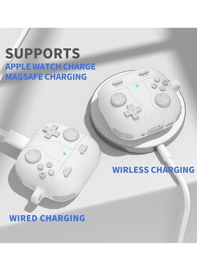General - AirPods 4 Case With MagSafe, Shock-Proof Protective Silicone Case, With Game Shape Case Cover and Keychain Accessories, Apple Airpods 4th Generation Case Cover, (White) - Image 1