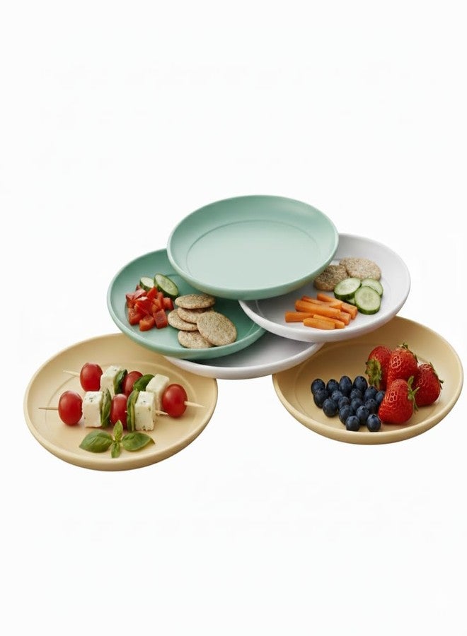 All Time Treats Round Plates Set of 6 | BPA Free | Food Grade Safe | Microwave & Dishwasher Safe | for Dinning & Gifting | Party Plates | Lightweight | Picnic Plates | Multicolor - Image 1