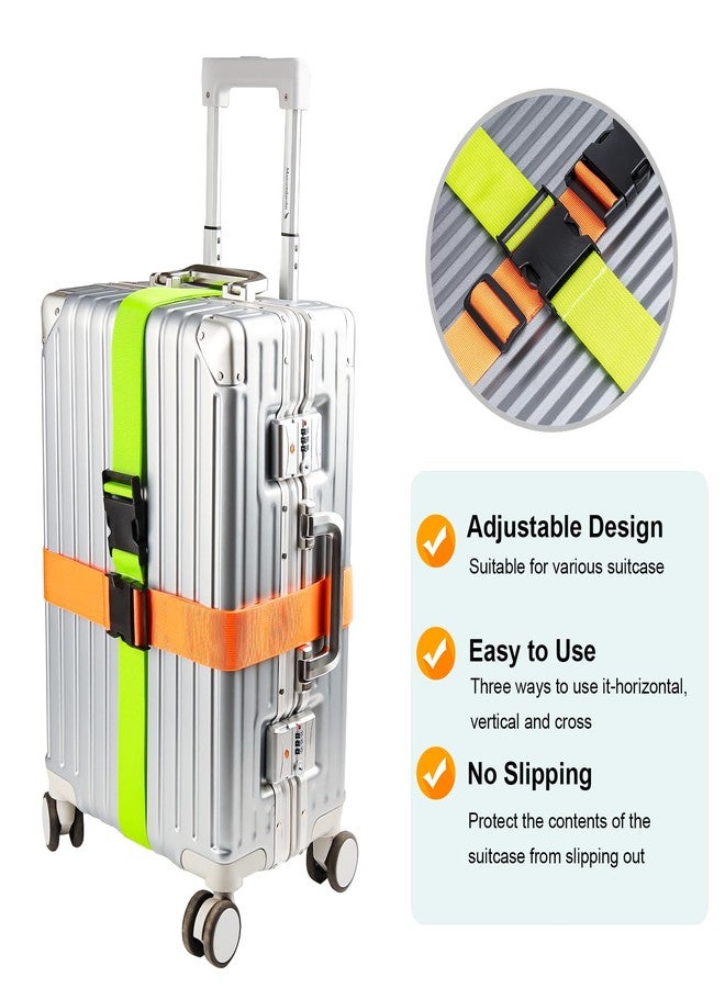 collwait 4-Pack Luggage Straps | Belts to Keep Your Suitcase Secure While Traveling, Green, Orange - Image 2