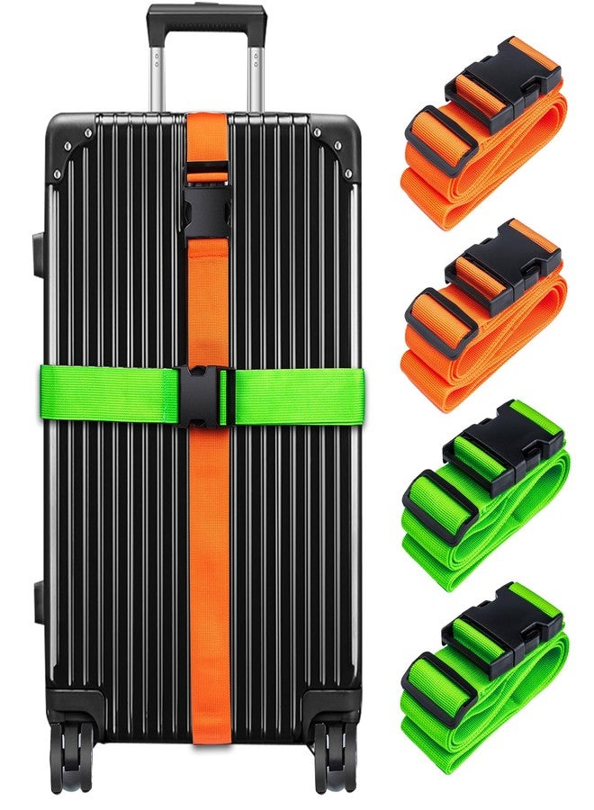 collwait 4-Pack Luggage Straps | Belts to Keep Your Suitcase Secure While Traveling, Green, Orange - Image 1
