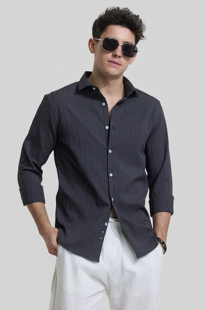 SNITCH Charcoal Grey Stripes Shirt