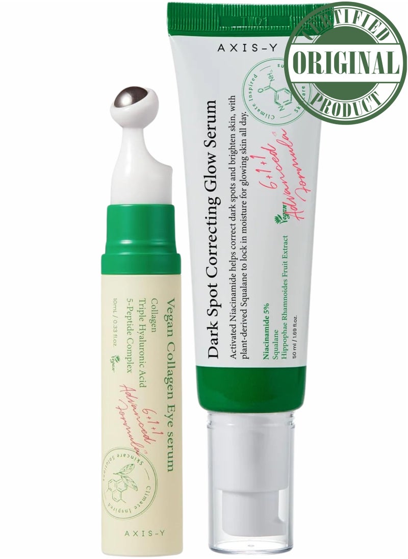 AXIS-Y - AXIS Y Vegan Collagen Eye Serum 10ml & AXIS Y Dark Spot Correcting Glow Serum 30ml – Hydrating, Anti-Aging, and Brightening Formulas for Puffy Eyes, Dark Circles - Image 1