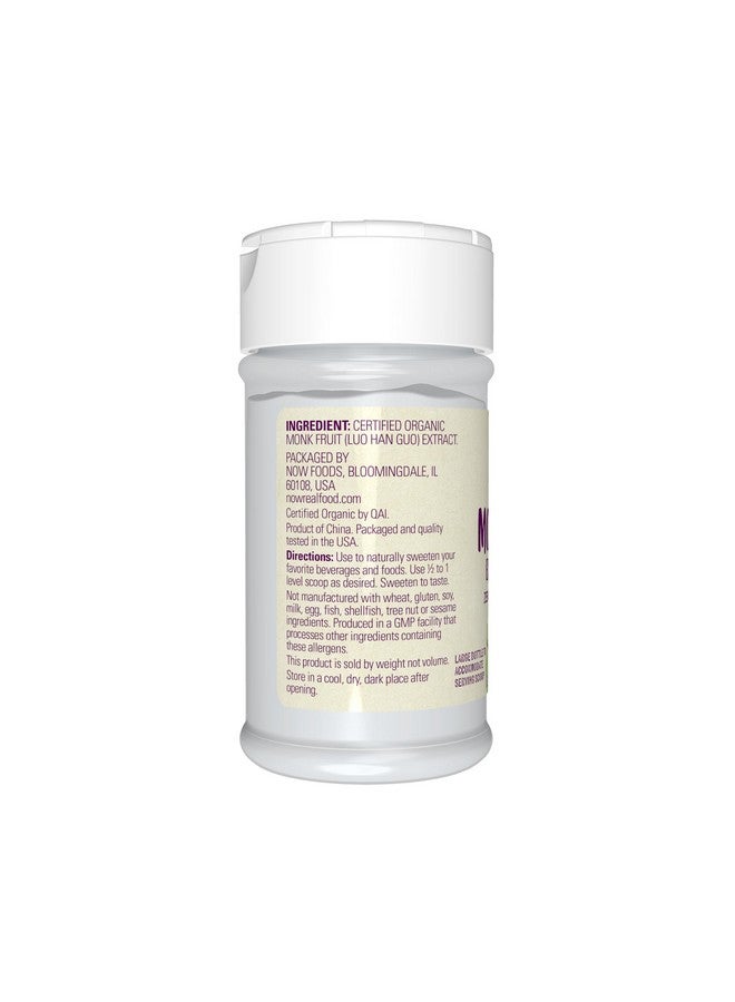 NOW Foods, Certified Organic Monk Fruit Extract Powder, Zero Calorie Sweetener, Large Bottle for Serving Scoop, Certified Non-GMO, 0.7-Ounce - Image 3