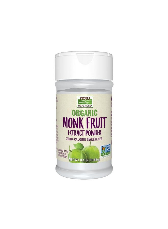 NOW Foods, Certified Organic Monk Fruit Extract Powder, Zero Calorie Sweetener, Large Bottle for Serving Scoop, Certified Non-GMO, 0.7-Ounce - Image 1
