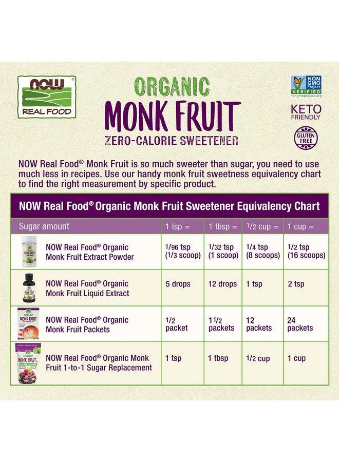 NOW Foods, Certified Organic Monk Fruit Extract Powder, Zero Calorie Sweetener, Large Bottle for Serving Scoop, Certified Non-GMO, 0.7-Ounce - Image 4