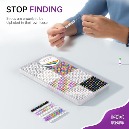 Redtwo 1600 Pcs Letter Beads Kit, 6 Styles of Colorful Alphabet Beads for Bracelet, Number Smiley Face Beads Heart Beads and a Roll of Elastic String for Friendship Bracelet Kit. - Image 3