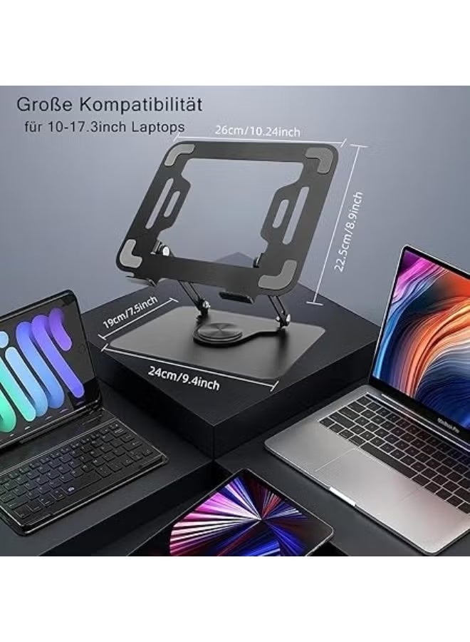 حامل لابتوب بقاعدة دوارة 360 درجة – قابل لتعديل الارتفاع مع فتحات تهوية، تصميم مريح ومتوافق مع أجهزة من 10 إلى 17 بوصة - Image 3