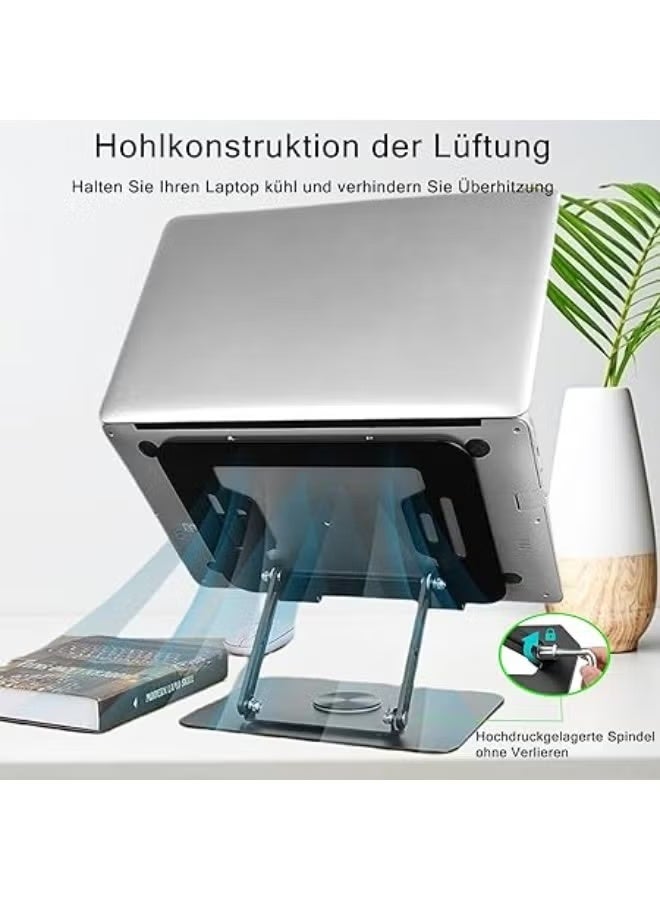 حامل لابتوب بقاعدة دوارة 360 درجة – قابل لتعديل الارتفاع مع فتحات تهوية، تصميم مريح ومتوافق مع أجهزة من 10 إلى 17 بوصة - Image 2