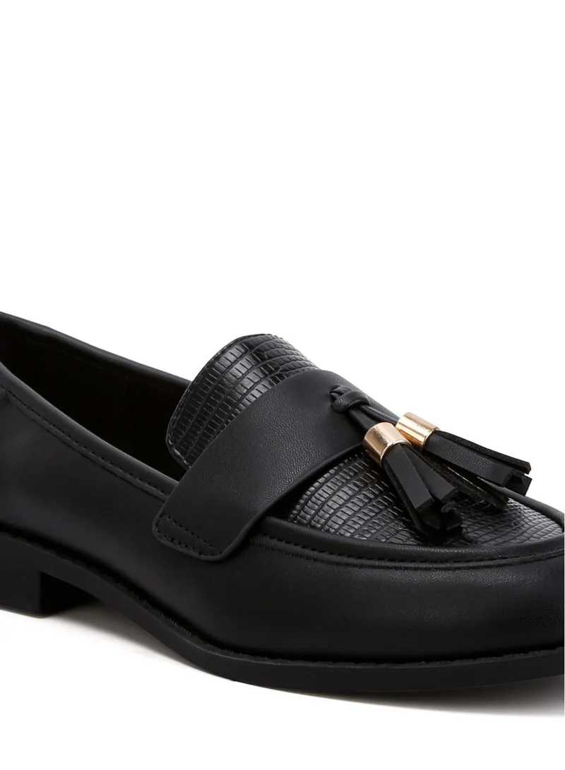 London Rag Tassels Detail Loafers in Black