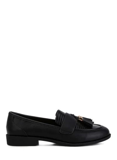 London Rag Tassels Detail Loafers in Black