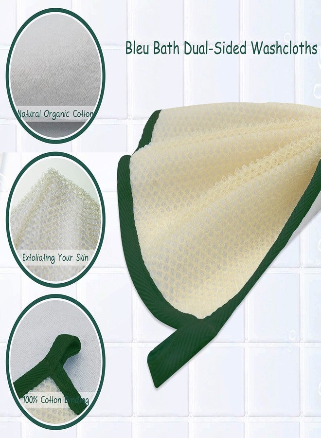 Bleu Bath (6 Pack) Dual-Sided Exfoliating Skin Towel Natural Terry Body Cloth Scrubber Premium Sturdy Loofah Towel Soft and Buffing Wash Cloth White for Either Oil or Dry Skin - Image 3