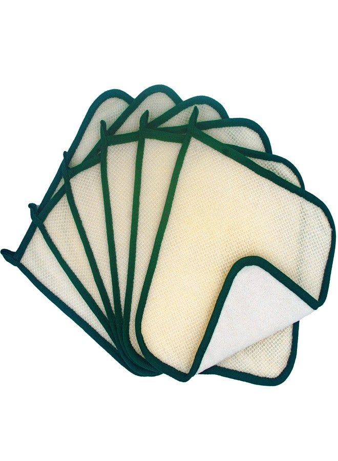 Bleu Bath (6 Pack) Dual-Sided Exfoliating Skin Towel Natural Terry Body Cloth Scrubber Premium Sturdy Loofah Towel Soft and Buffing Wash Cloth White for Either Oil or Dry Skin - Image 1