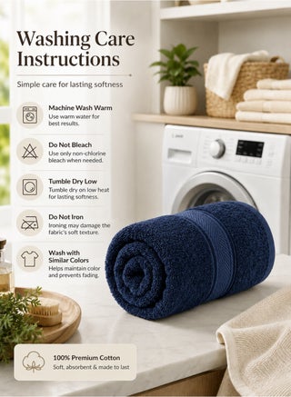 Navy Bath Towel Set – 600 GSM