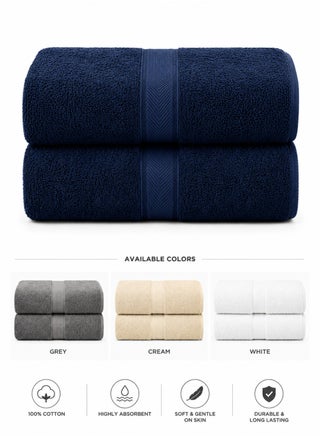 Navy Bath Towel Set – 600 GSM