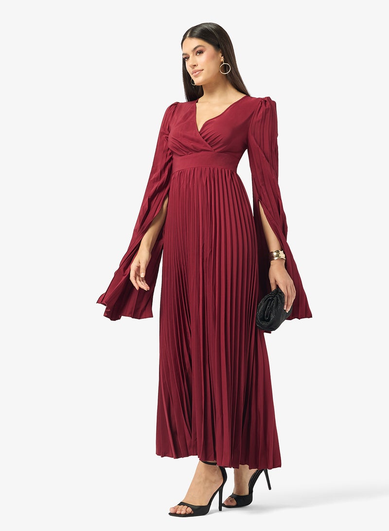 ELLA Pleated Dress With Slit Sleeves - Image 4